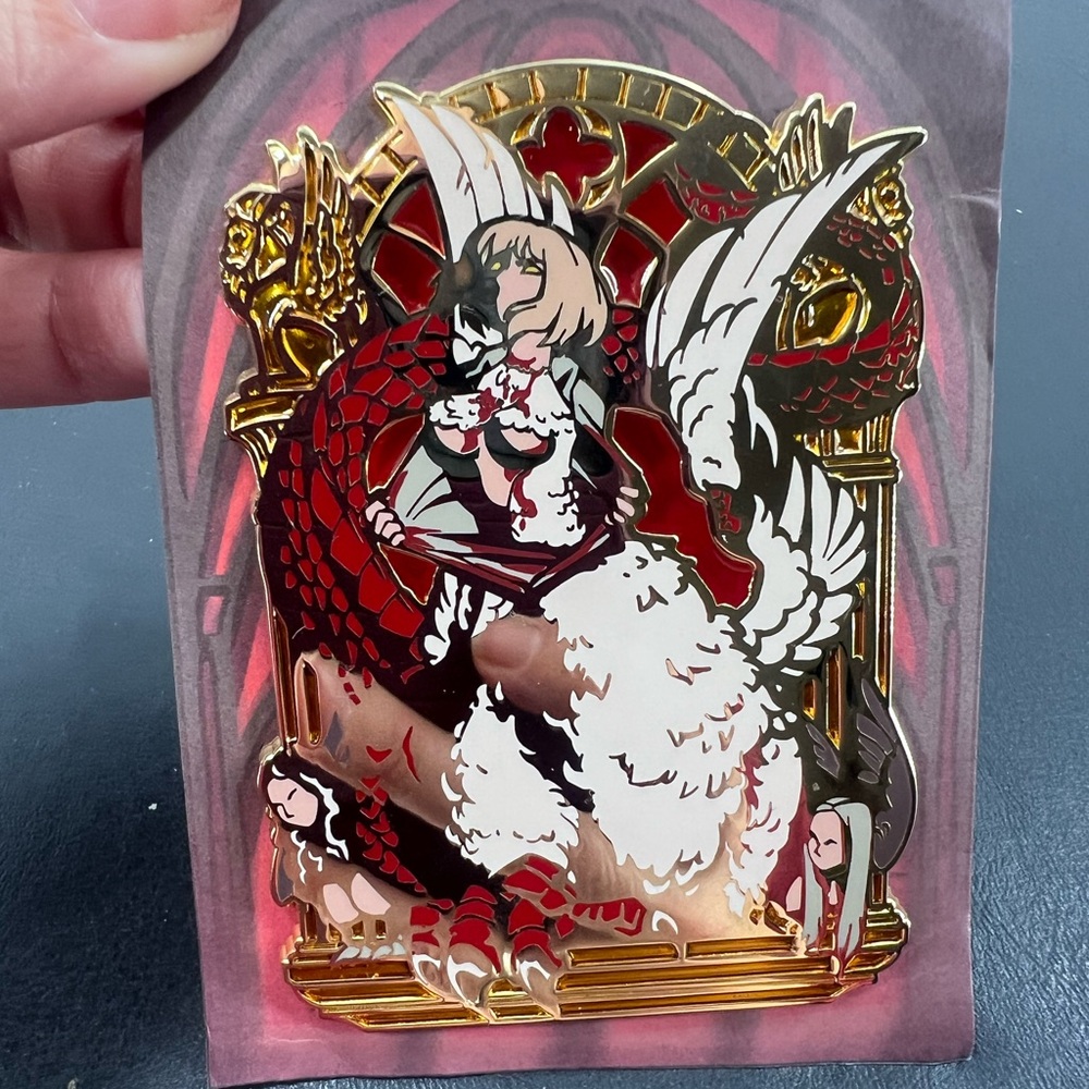 LUKELLIOS “Hail Monstra" Falin Pin Fantasy Anime Enamel Pin Gold Angel Gothic